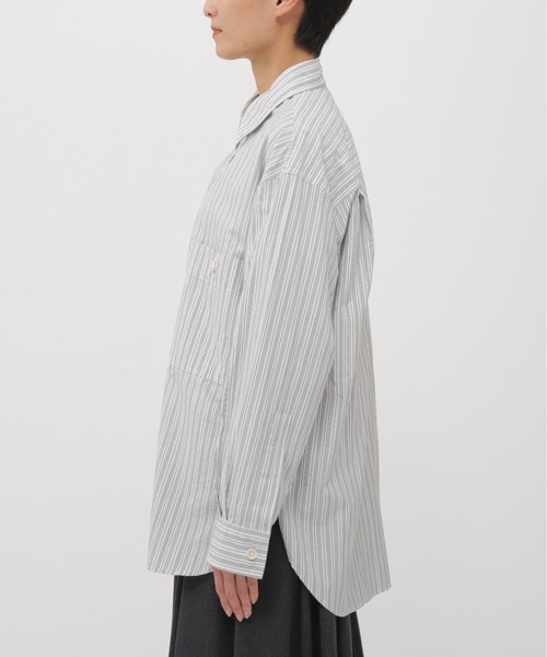 MHL.(エムエイチエル)の「PJ STRIPE COTTON POPLIN(シャツ/ブラウス・レディース・グレー・2/1)」の3枚目の写真