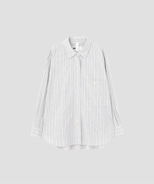 MHL.(エムエイチエル)の「PJ STRIPE COTTON POPLIN(シャツ/ブラウス・レディース・グレー・2/1)」の4枚目の写真