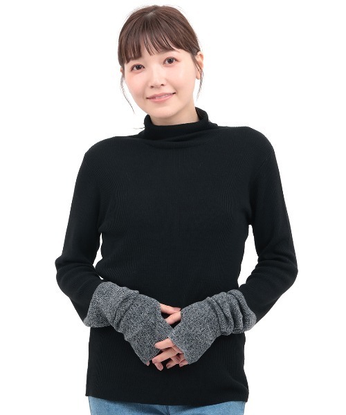 チチカカ（チチカカ）の「バイカラーリブタートルニット（ニット/セーター・レディース・ブラック/マスタード/グリーン・FREE）」の8枚目の写真
