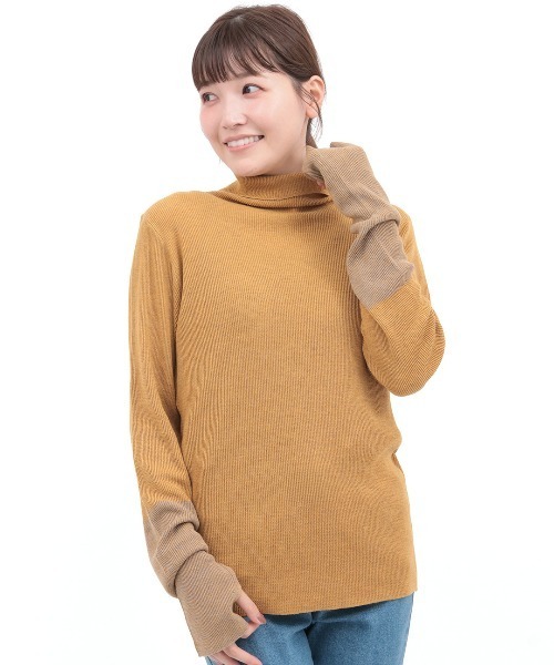 チチカカ（チチカカ）の「バイカラーリブタートルニット（ニット/セーター・レディース・ブラック/マスタード/グリーン・FREE）」の10枚目の写真