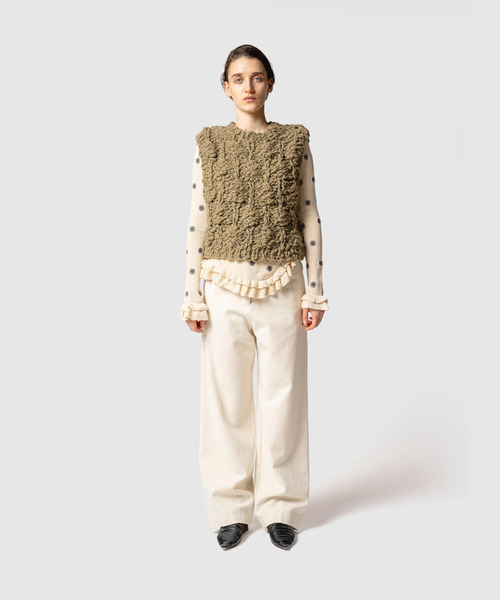 muller of yoshiokubo（ミュラーオブヨシオクボ）の「muller of yoshiokubo ミュラーオブヨシオクボ / BUMPY VEST バンピーベスト / MLF25807（ベスト・レディース・セージグリーン・38）」の2枚目の写真