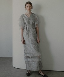 【美品】Dorry Dollドリードール　ヴィンテージレースドレス　グレージュ Dorry Doll ドリードール 袖付き総レースドレス グレー/LL｜結婚