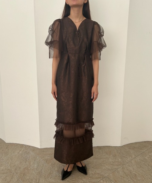 値下げet.UNiVER エトユニベール　オケージョンドレス et.UNiVER ドレス Frill sleeve dress : ZOZOTOWN Yahoo!店