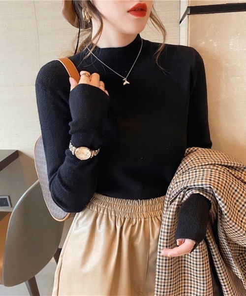 Beststore（ベストストア）の「フルカラー ハイネックニットトップス（ニット/セーター・レディース・グレー/ブルー/ベージュ/ホワイト/ブラウン/ブラック/ブラウン系その他/ライトベージュ・FREE）」の3枚目の写真