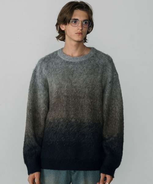 1PIU1UGUALE3 GOLF グラデーションニットセーター LURAKU】Gradation Wool Knit / LURAKU グラデーションウールニット