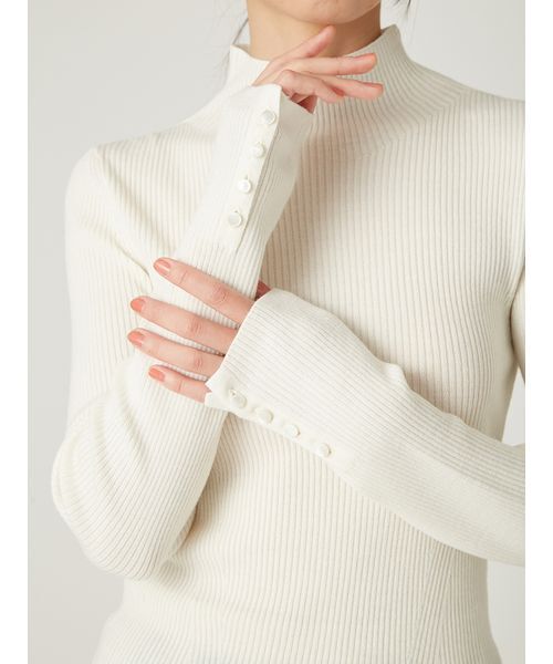 FRAY I.D（フレイアイディー）の「ウールアクリルセミシアーリブニット（ニット/セーター・レディース・マスタード/ホワイト/ブラウン/チャコールグレー・F）」の10枚目の写真