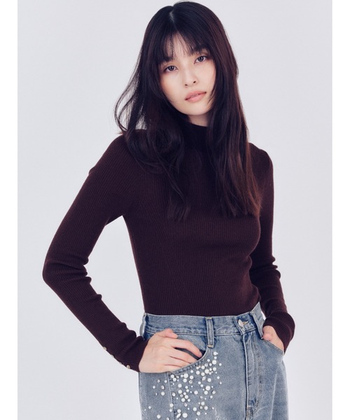 FRAY I.D（フレイアイディー）の「ウールアクリルセミシアーリブニット（ニット/セーター・レディース・マスタード/ホワイト/ブラウン/チャコールグレー・F）」の19枚目の写真