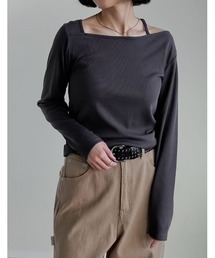 DIANTE アシンメトリックネック半袖トップス kyo-0027.jpg