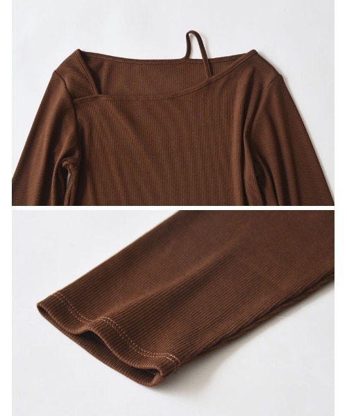 Re:EDIT（リエディ）の「[2025AW COLLECTION][汗じみ防止][UVカット]リブカットソーアシンメトリーネックデザイントップス（Tシャツ/カットソー・レディース・ブラック/チャコールグレー/ホワイト/ブラウン・MEDIUM/LARGE）」の20枚目の写真