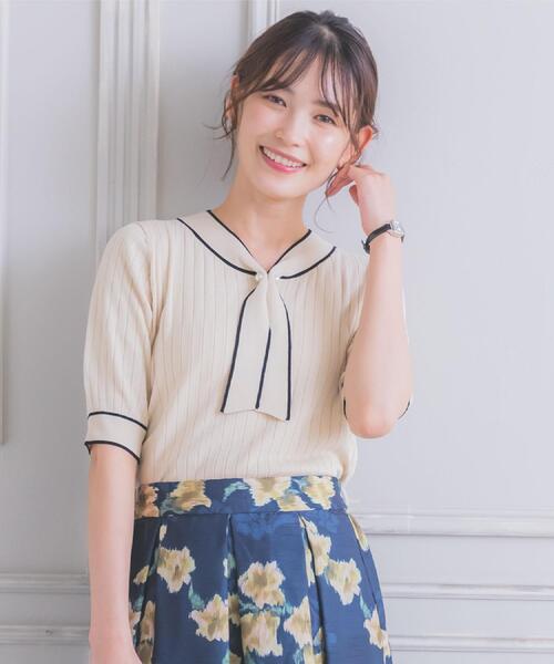 ITS'DEMO（イッツデモ）の「【手洗い可】配色ボウタイニット（ニット/セーター・レディース・ベビーピンク/アイボリー/ブラック/ダークブラウン・00）」の19枚目の写真