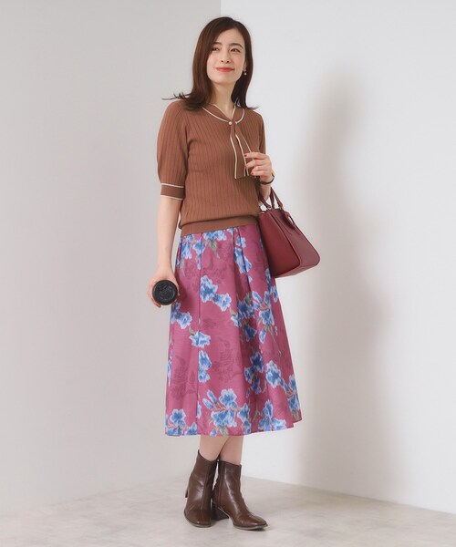 ITS'DEMO（イッツデモ）の「【手洗い可】配色ボウタイニット（ニット/セーター・レディース・ベビーピンク/アイボリー/ブラック/ダークブラウン・00）」の7枚目の写真