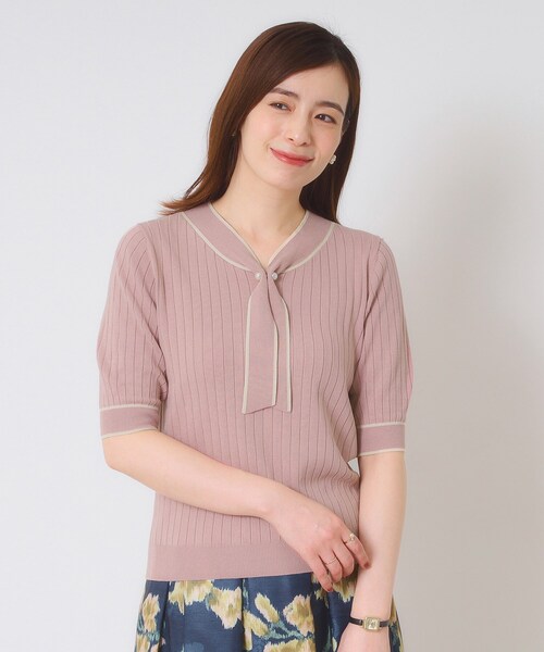 ITS'DEMO（イッツデモ）の「【手洗い可】配色ボウタイニット（ニット/セーター・レディース・ベビーピンク/アイボリー/ブラック/ダークブラウン・00）」の13枚目の写真