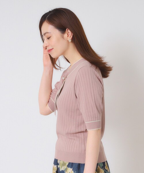 ITS'DEMO（イッツデモ）の「【手洗い可】配色ボウタイニット（ニット/セーター・レディース・ベビーピンク/アイボリー/ブラック/ダークブラウン・00）」の14枚目の写真