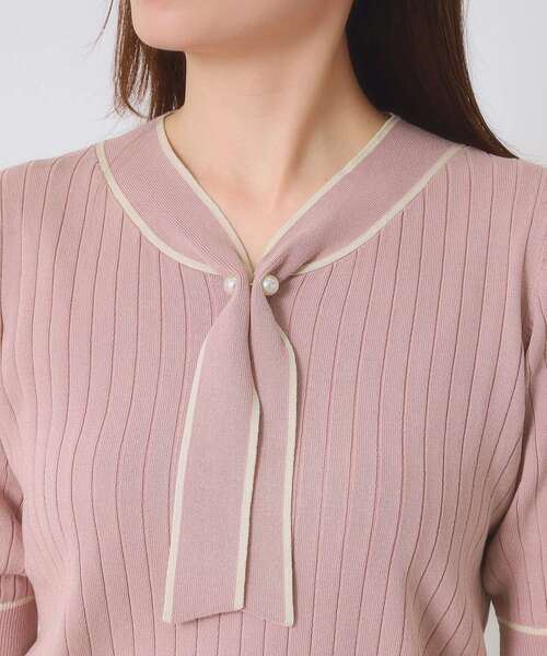 ITS'DEMO（イッツデモ）の「【手洗い可】配色ボウタイニット（ニット/セーター・レディース・ベビーピンク/アイボリー/ブラック/ダークブラウン・00）」の16枚目の写真