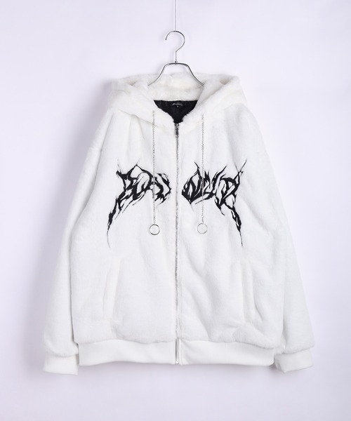 セール】角耳フード付き トライバル刺繍 ファーパーカー（パーカー