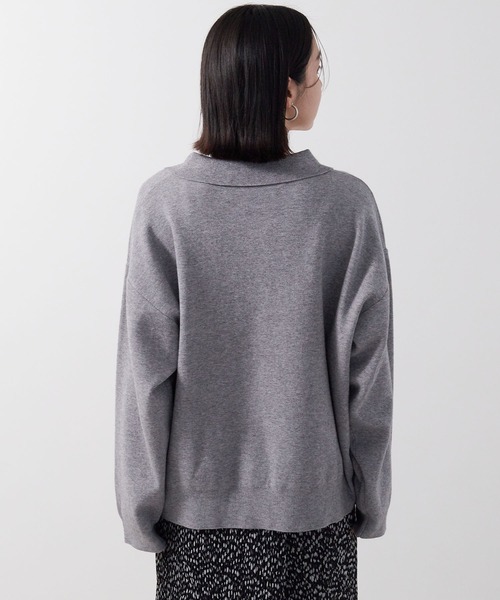 anyfee（エニフィー）の「【anyfee/大きいサイズ】ポロスキッパーニットプルオーバー《セットアップ対応》◆新色追加◆（ニット/セーター・レディース・サックスブルー/オフホワイト/ブラック/ピンク/杢グレー・LL/3L/4L/5L）」の6枚目の写真