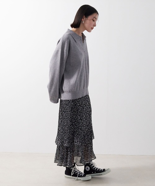 anyfee（エニフィー）の「【anyfee/大きいサイズ】ポロスキッパーニットプルオーバー《セットアップ対応》◆新色追加◆（ニット/セーター・レディース・サックスブルー/オフホワイト/ブラック/ピンク/杢グレー・LL/3L/4L/5L）」の9枚目の写真