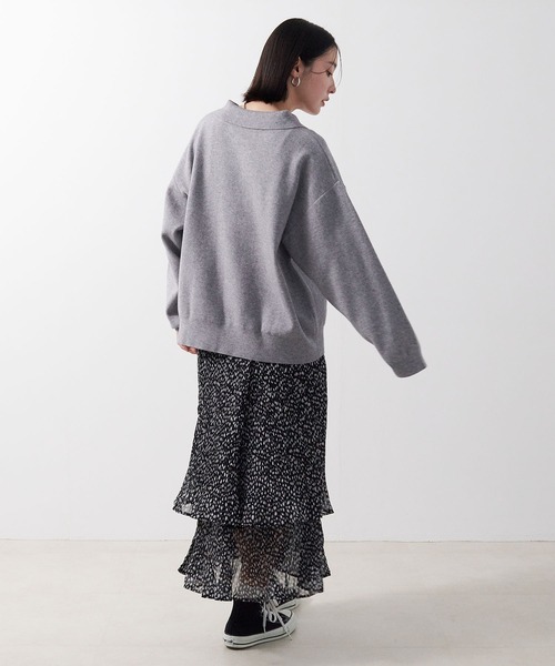 anyfee（エニフィー）の「【anyfee/大きいサイズ】ポロスキッパーニットプルオーバー《セットアップ対応》◆新色追加◆（ニット/セーター・レディース・サックスブルー/オフホワイト/ブラック/ピンク/杢グレー・LL/3L/4L/5L）」の10枚目の写真