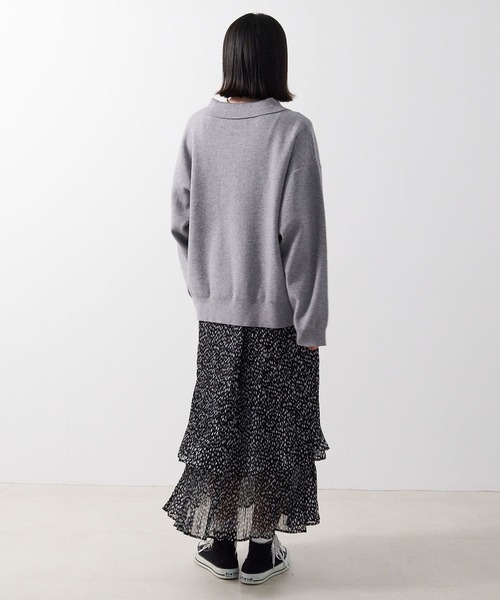 anyfee（エニフィー）の「【anyfee/大きいサイズ】ポロスキッパーニットプルオーバー《セットアップ対応》◆新色追加◆（ニット/セーター・レディース・サックスブルー/オフホワイト/ブラック/ピンク/杢グレー・LL/3L/4L/5L）」の11枚目の写真