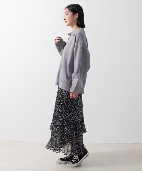 anyfee（エニフィー）の「【anyfee/大きいサイズ】ポロスキッパーニットプルオーバー《セットアップ対応》◆新色追加◆（ニット/セーター・レディース・サックスブルー/オフホワイト/ブラック/ピンク/杢グレー・LL/3L/4L/5L）」の12枚目の写真