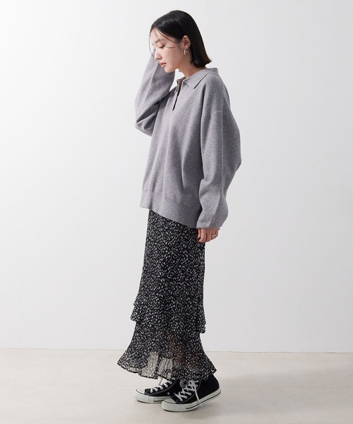 anyfee（エニフィー）の「【anyfee/大きいサイズ】ポロスキッパーニットプルオーバー《セットアップ対応》◆新色追加◆（ニット/セーター・レディース・サックスブルー/オフホワイト/ブラック/ピンク/杢グレー・LL/3L/4L/5L）」の13枚目の写真