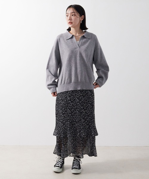 anyfee（エニフィー）の「【anyfee/大きいサイズ】ポロスキッパーニットプルオーバー《セットアップ対応》◆新色追加◆（ニット/セーター・レディース・サックスブルー/オフホワイト/ブラック/ピンク/杢グレー・LL/3L/4L/5L）」の15枚目の写真