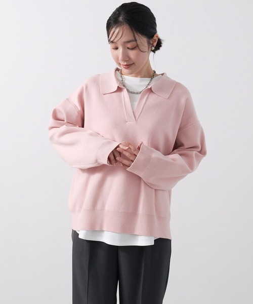 anyfee（エニフィー）の「【anyfee/大きいサイズ】ポロスキッパーニットプルオーバー《セットアップ対応》◆新色追加◆（ニット/セーター・レディース・サックスブルー/オフホワイト/ブラック/ピンク/杢グレー・LL/3L/4L/5L）」の16枚目の写真