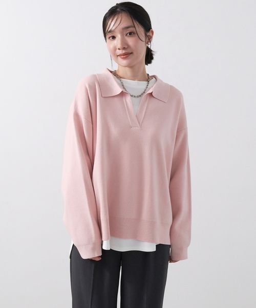 anyfee（エニフィー）の「【anyfee/大きいサイズ】ポロスキッパーニットプルオーバー《セットアップ対応》◆新色追加◆（ニット/セーター・レディース・サックスブルー/オフホワイト/ブラック/ピンク/杢グレー・LL/3L/4L/5L）」の18枚目の写真