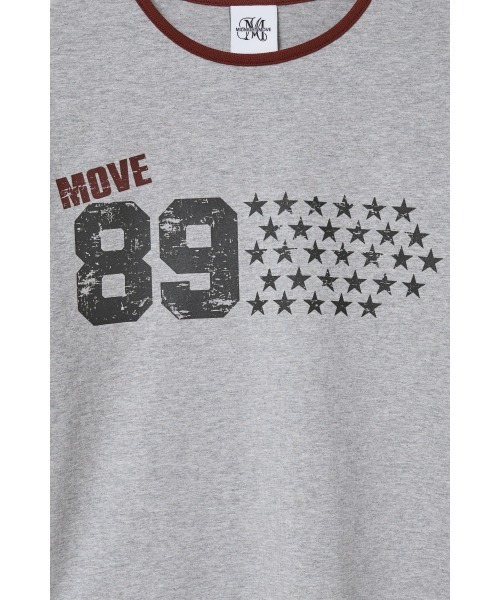 .KOM（ドットコム）の「A'GEM/9 × .kom 『MIDNIGHT MOVE/ミッドナイトムーブ』star 89 long sleeve/スター ナンバリングデザイン フェイクレイヤード ボーダー長袖Tシャツ（Tシャツ/カットソー・レディース・ブラック/グレー/ブラウン・FREE）」の14枚目の写真