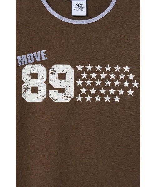 .KOM（ドットコム）の「A'GEM/9 × .kom 『MIDNIGHT MOVE/ミッドナイトムーブ』star 89 long sleeve/スター ナンバリングデザイン フェイクレイヤード ボーダー長袖Tシャツ（Tシャツ/カットソー・レディース・ブラック/グレー/ブラウン・FREE）」の22枚目の写真