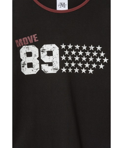 .KOM（ドットコム）の「A'GEM/9 × .kom 『MIDNIGHT MOVE/ミッドナイトムーブ』star 89 long sleeve/スター ナンバリングデザイン フェイクレイヤード ボーダー長袖Tシャツ（Tシャツ/カットソー・レディース・ブラック/グレー/ブラウン・FREE）」の6枚目の写真