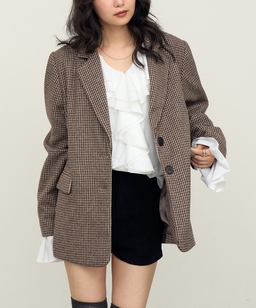 NOGLE（ノグル）の「【NOGLE/ノグル】ウールミックスチェックオーバージャケット（テーラードジャケット・レディース・ブラウン系その他2/ブラウン系その他・FREE）」の15枚目の写真