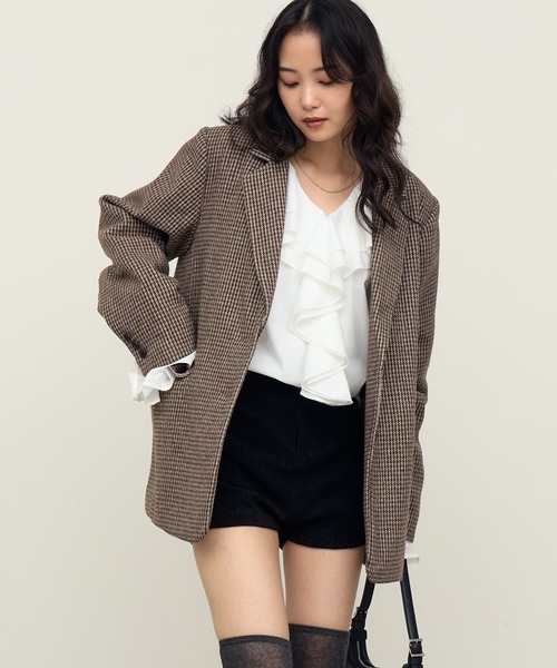 NOGLE（ノグル）の「【NOGLE/ノグル】ウールミックスチェックオーバージャケット（テーラードジャケット・レディース・ブラウン系その他2/ブラウン系その他・FREE）」の14枚目の写真