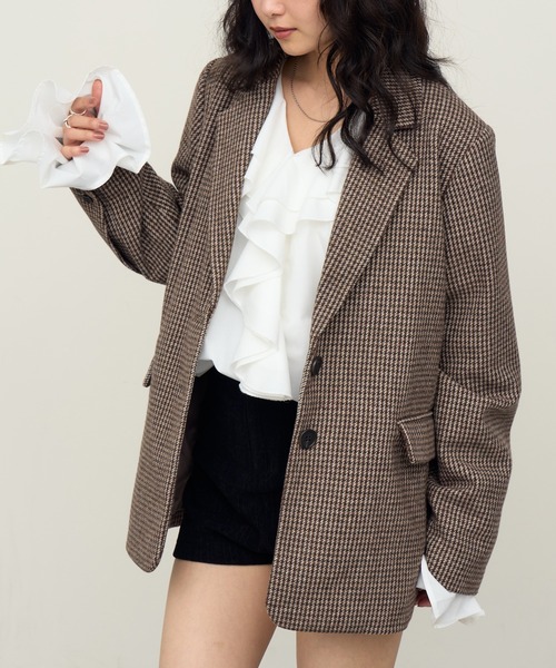 NOGLE（ノグル）の「【NOGLE/ノグル】ウールミックスチェックオーバージャケット（テーラードジャケット・レディース・ブラウン系その他2/ブラウン系その他・FREE）」の20枚目の写真