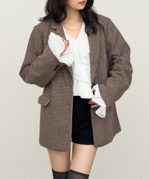 NOGLE（ノグル）の「【NOGLE/ノグル】ウールミックスチェックオーバージャケット（テーラードジャケット・レディース・ブラウン系その他2/ブラウン系その他・FREE）」の21枚目の写真