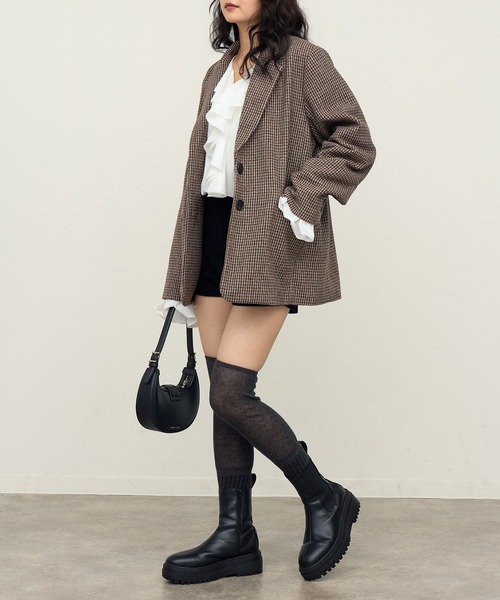 NOGLE（ノグル）の「【NOGLE/ノグル】ウールミックスチェックオーバージャケット（テーラードジャケット・レディース・ブラウン系その他2/ブラウン系その他・FREE）」の19枚目の写真