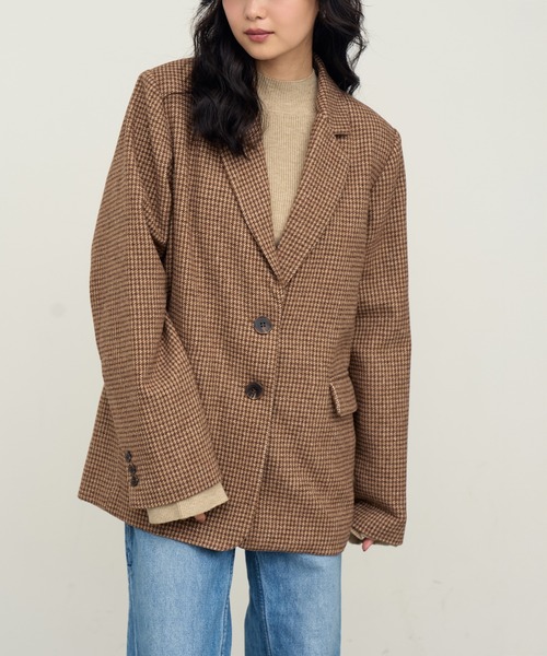 NOGLE（ノグル）の「【NOGLE/ノグル】ウールミックスチェックオーバージャケット（テーラードジャケット・レディース・ブラウン系その他2/ブラウン系その他・FREE）」の5枚目の写真