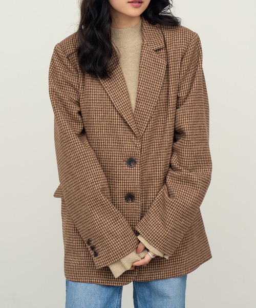 NOGLE（ノグル）の「【NOGLE/ノグル】ウールミックスチェックオーバージャケット（テーラードジャケット・レディース・ブラウン系その他2/ブラウン系その他・FREE）」の8枚目の写真