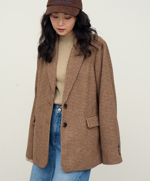 NOGLE（ノグル）の「【NOGLE/ノグル】ウールミックスチェックオーバージャケット（テーラードジャケット・レディース・ブラウン系その他2/ブラウン系その他・FREE）」の9枚目の写真