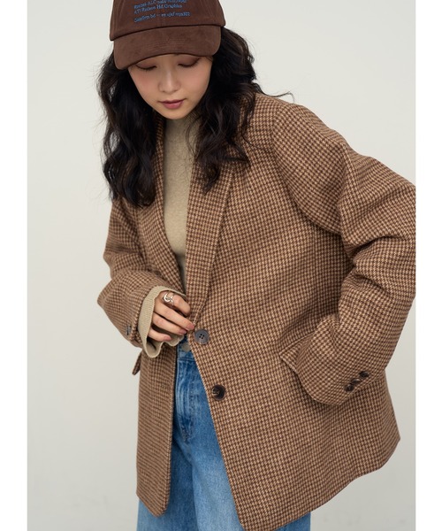 NOGLE（ノグル）の「【NOGLE/ノグル】ウールミックスチェックオーバージャケット（テーラードジャケット・レディース・ブラウン系その他2/ブラウン系その他・FREE）」の3枚目の写真