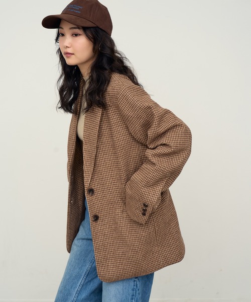 NOGLE（ノグル）の「【NOGLE/ノグル】ウールミックスチェックオーバージャケット（テーラードジャケット・レディース・ブラウン系その他2/ブラウン系その他・FREE）」の4枚目の写真