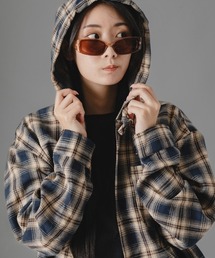 there is nothing（ゼアイズナッシング）の「チェックフーディオーバーサイズシャツ（シャツ/ブラウス）」