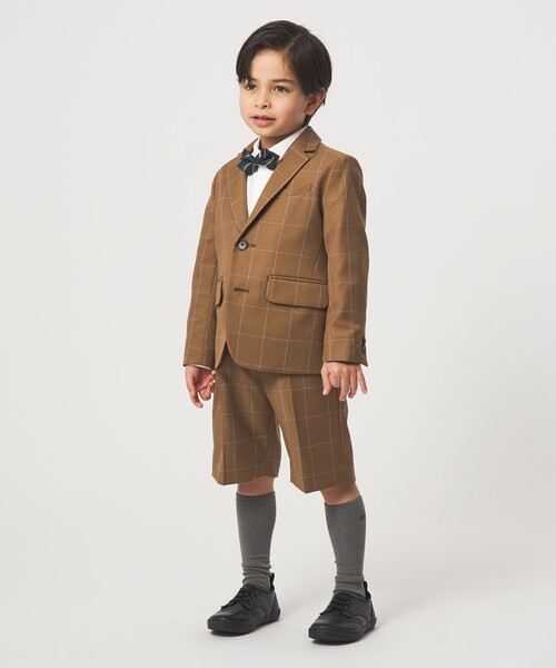 green label relaxing（グリーンレーベルリラクシング）の「ウィンドペン チェック ショートパンツ / キッズ 110cm-130cm（スーツパンツ・キッズ・ブラウン・130cm/120cm/110cm）」の4枚目の写真