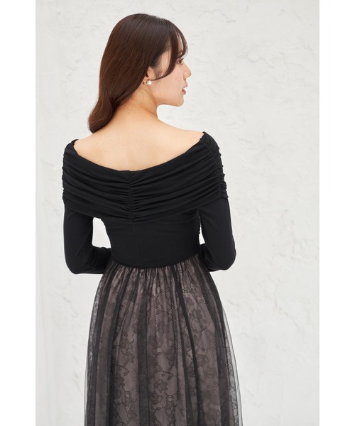tocco closet(トッコ クローゼット)の「オフショルカットソー×ラメレースドッキングワンピース(ワンピース・レディース・ベージュ/ブラック・M)」の11枚目の写真