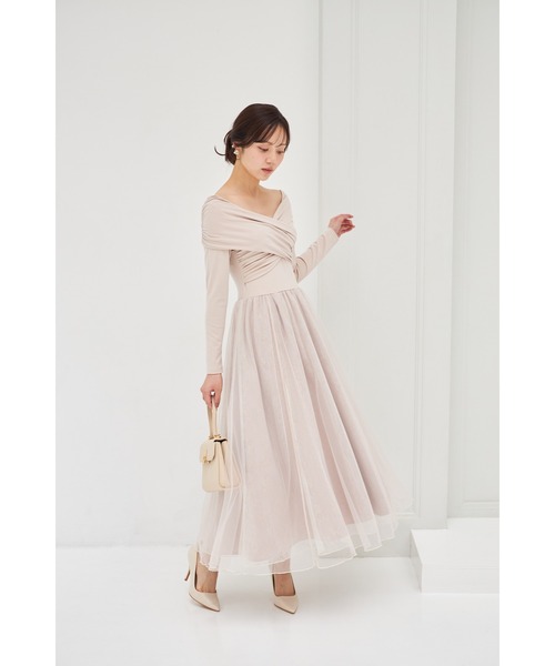 tocco closet(トッコ クローゼット)の「オフショルカットソー×ラメレースドッキングワンピース(ワンピース・レディース・ベージュ/ブラック・M)」の13枚目の写真