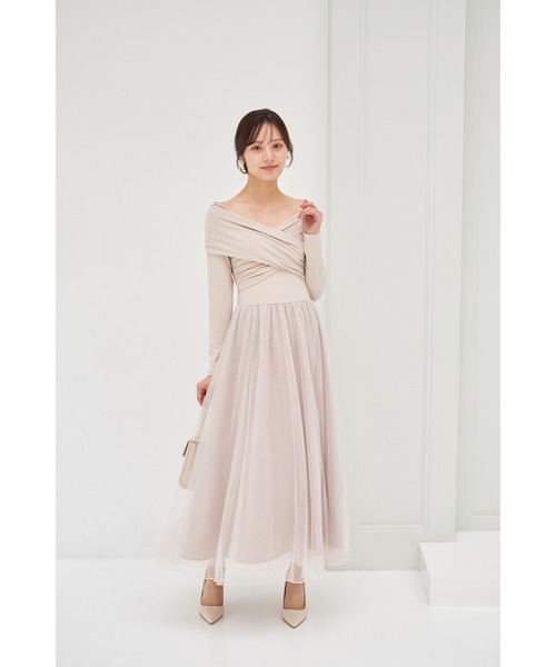 tocco closet(トッコ クローゼット)の「オフショルカットソー×ラメレースドッキングワンピース(ワンピース・レディース・ベージュ/ブラック・M)」の12枚目の写真