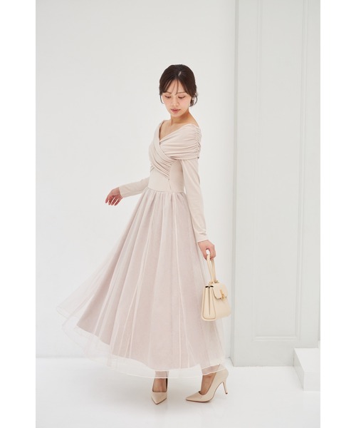 tocco closet(トッコ クローゼット)の「オフショルカットソー×ラメレースドッキングワンピース(ワンピース・レディース・ベージュ/ブラック・M)」の14枚目の写真