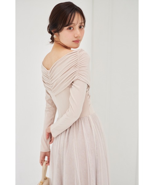 tocco closet(トッコ クローゼット)の「オフショルカットソー×ラメレースドッキングワンピース(ワンピース・レディース・ベージュ/ブラック・M)」の19枚目の写真