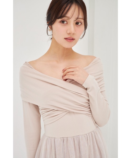 tocco closet(トッコ クローゼット)の「オフショルカットソー×ラメレースドッキングワンピース(ワンピース・レディース・ベージュ/ブラック・M)」の18枚目の写真