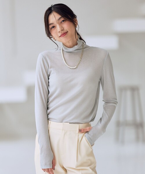 セール】ウール混リブタートルネックカットソー（Tシャツ/カットソー